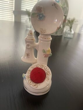 Vintage Porcelain novelty sewing accessory in the form of a rotary telephone
